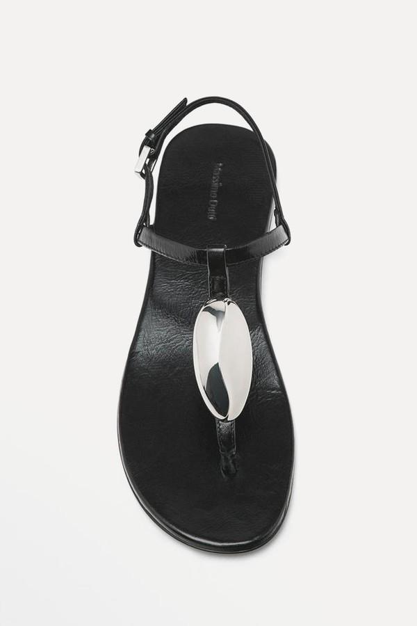 Rhinestone Leather Sandals