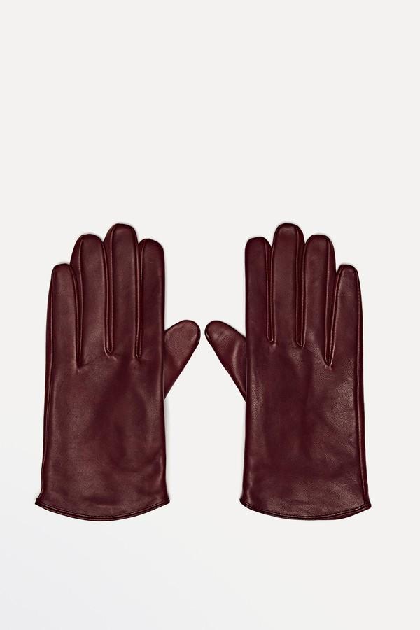 Short Leather Gloves from Massimo Dutti