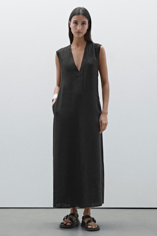 Midi Dress With V-Neck Detail