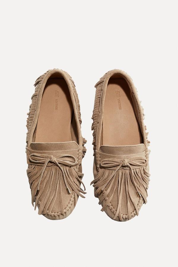 Fringe Suede Loafers