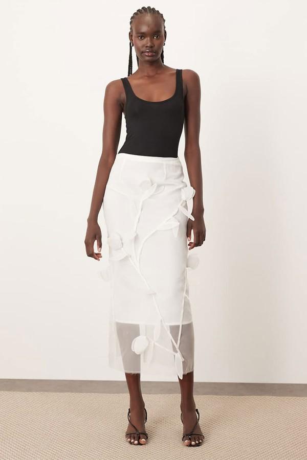 Organza Floral Applique Midi Skirt from Arrange