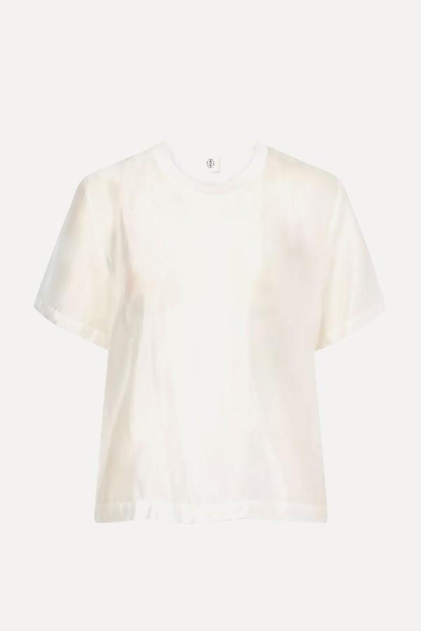 Gilian Round-Neck Sheer-Crepe T-Shirt from The Garment