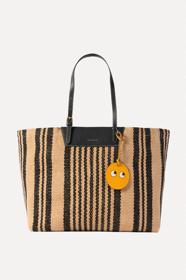 Leather-Trimmed Striped Jute Tote from Anya Hindmarch X Maison Bengal