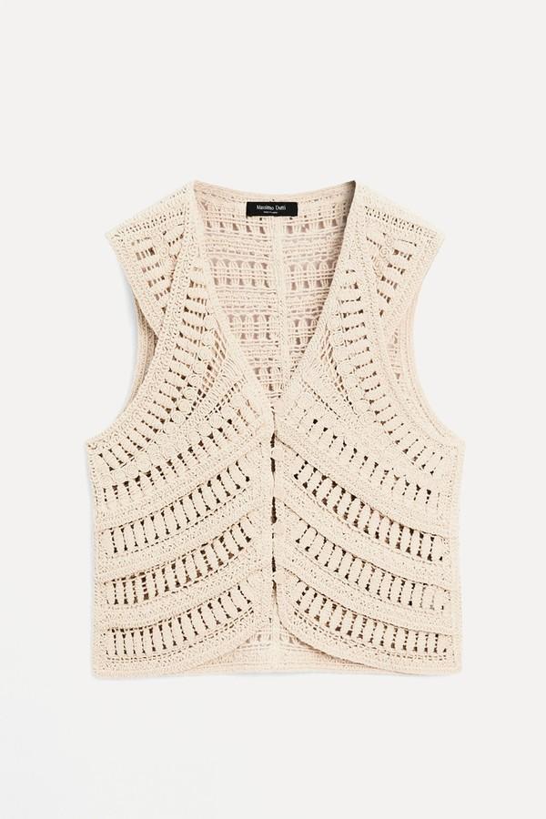 Embellished Crochet Knit Vest from Massimo Dutti
