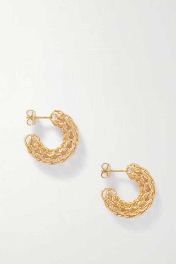Crochet Gold-Tone Hoop Earrings from Bottega Veneta