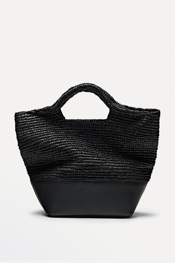 Natural Raffia Bag With Leather Base from Massimo Dutti