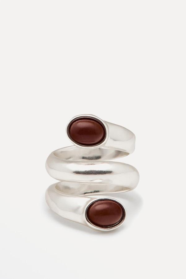 Spiral Ring With Encrusted Details from Massimo Dutti