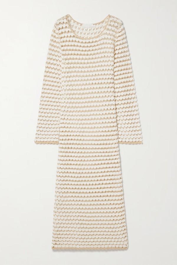 Tallow Metallic Crocheted Cotton-Blend Midi Dress from Zimmermann