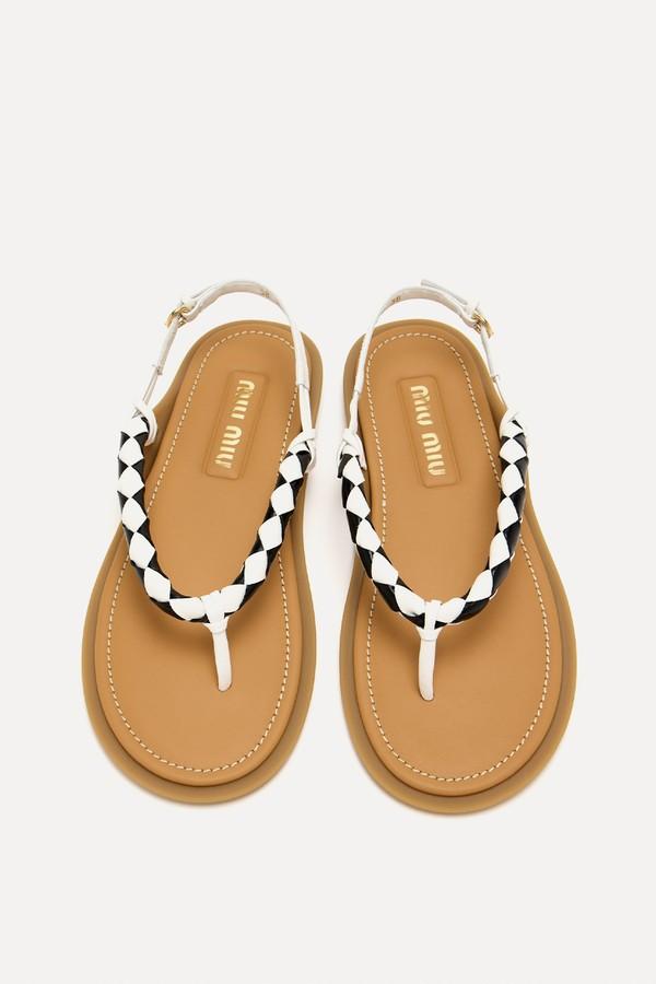 Braided Leather Thong Sandals from Miu Miu