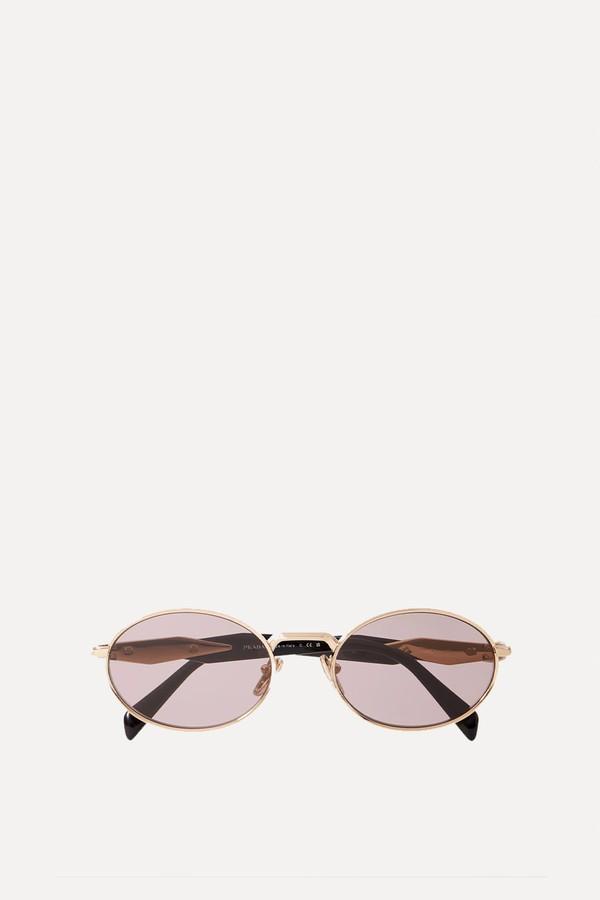 Oval-Frame Acetate & Gold-Tone Sunglasses from Prada Eyewear