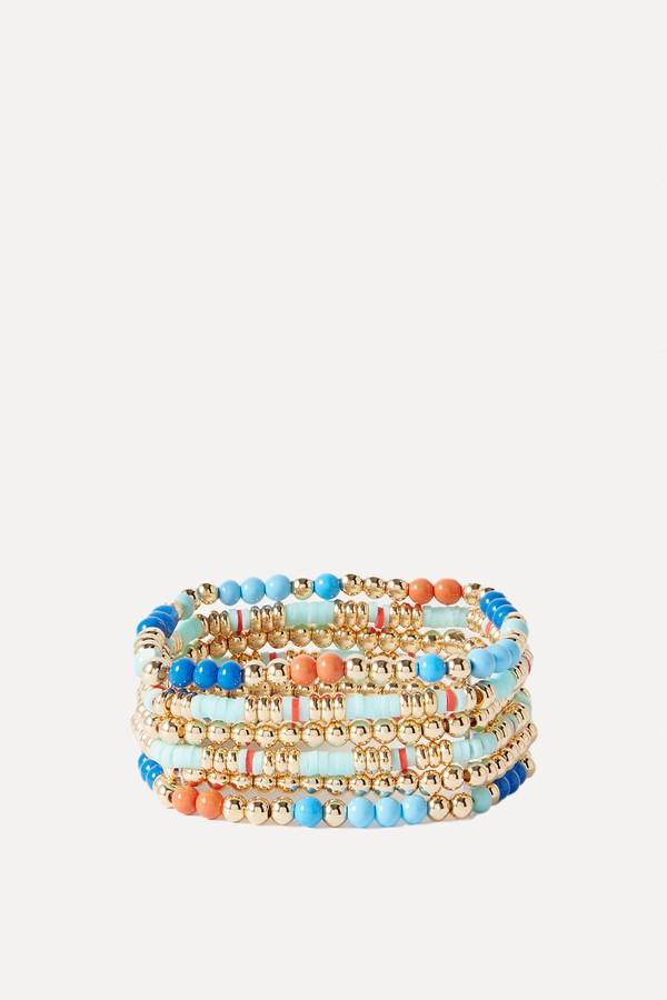 Set Of Six Colour Therapy Gold-Tone & Enamel Beaded Bracelets from AED 493