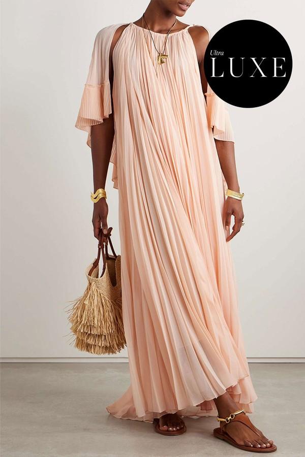 Illuminate Cape-Effect Pleated Crepe De Chine Maxi Dress from Zimmermann