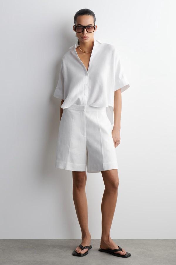 Boxy Short-Sleeved Linen Shirt