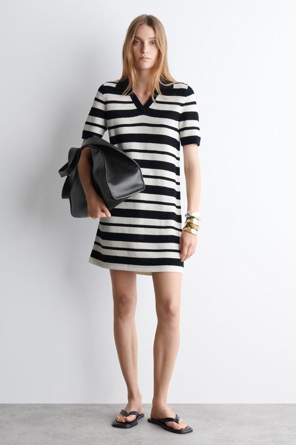 Open-Knit Polo Mini Dress