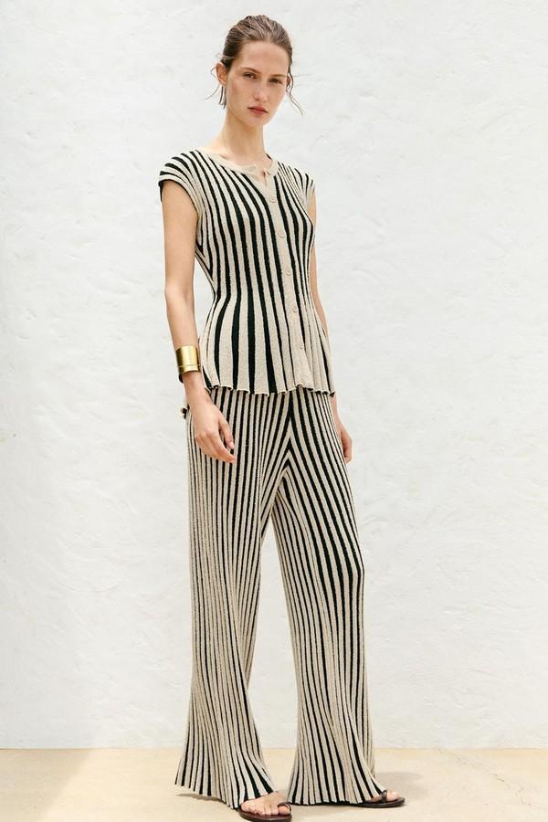 Striped Cut-Out Knit Trousers from Zara