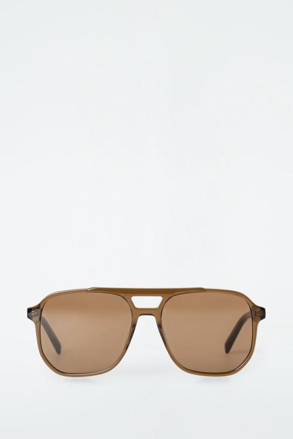 Oversized Square-Frame Aviator Sunglasses