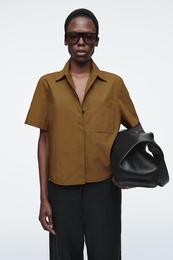 Cropped Short-Sleeved Cotton Shirt