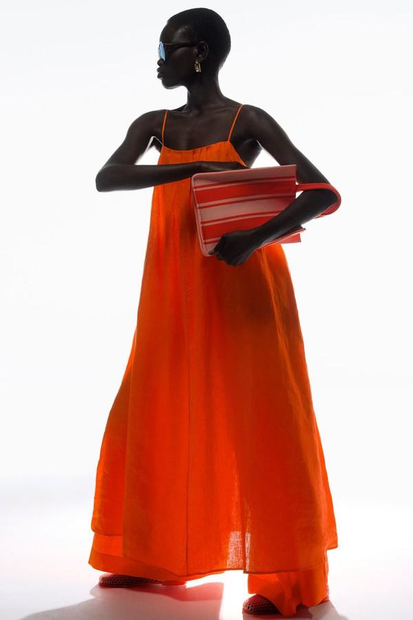 Pleated Linen Maxi Dress