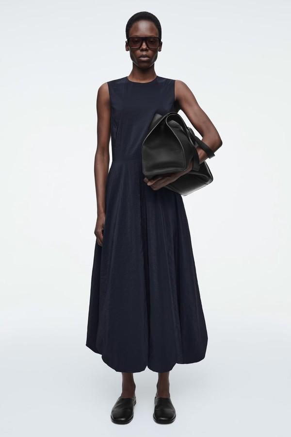 Sleeveless Bubble-Hem Midi Dress