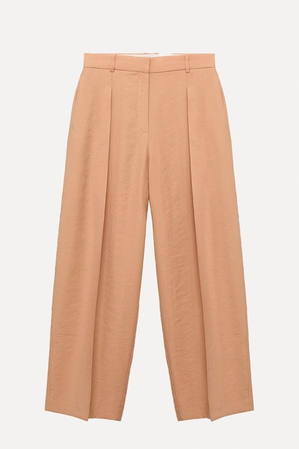 Straight-Fit Lyocell Trousers With Pleats