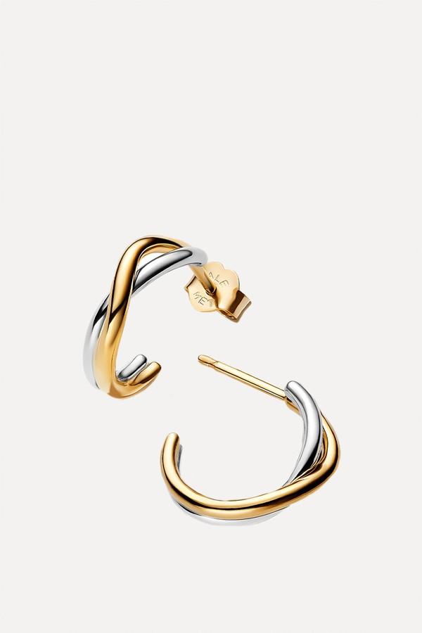 Organically Shaped Two-tone Open Hoop Earrings
