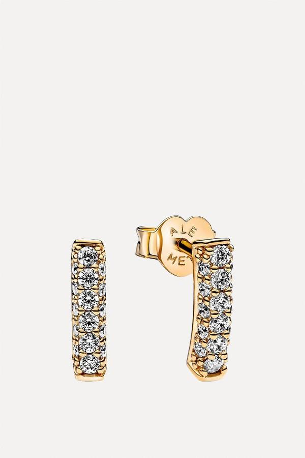 Timeless Pavé Single-row Bar Stud Earrings