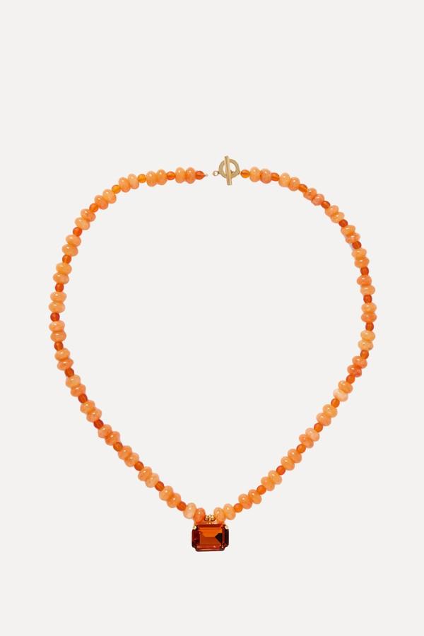 Salerno Gold-Plated, Carnelian & Crystal Necklace from Jennifer Behr