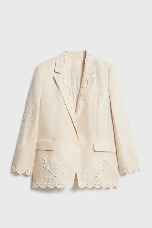 Embroidery-Detail Linen Blazer from Limé