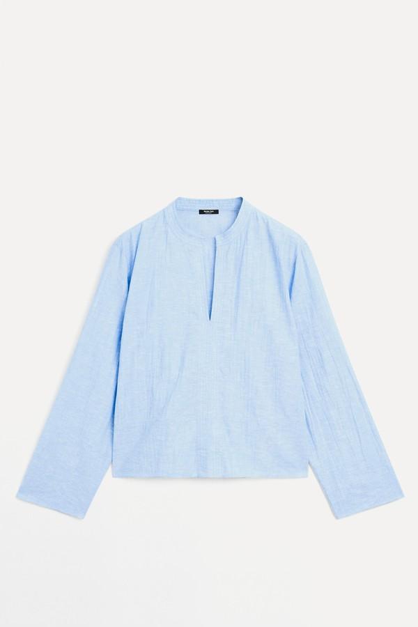Linen Blend Blouse With Seam Details from Massimo Dutti