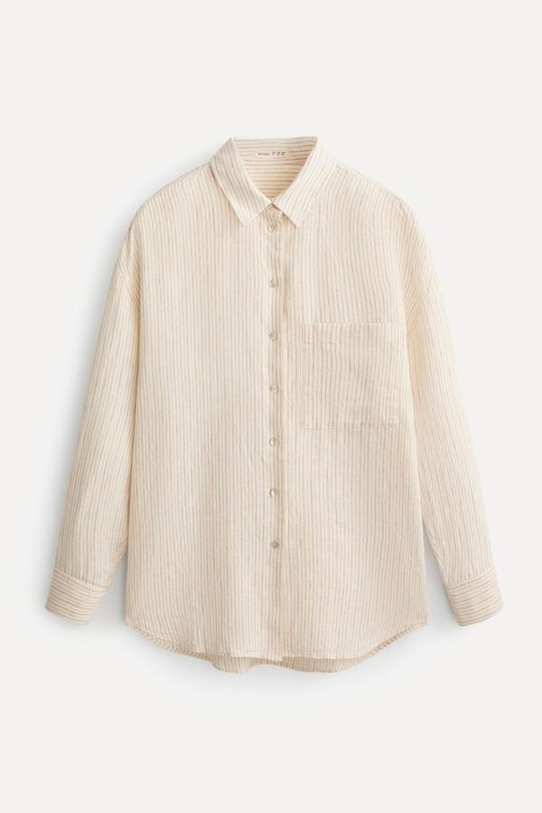 100% Linen Relaxed Striped Shirt from Oysho