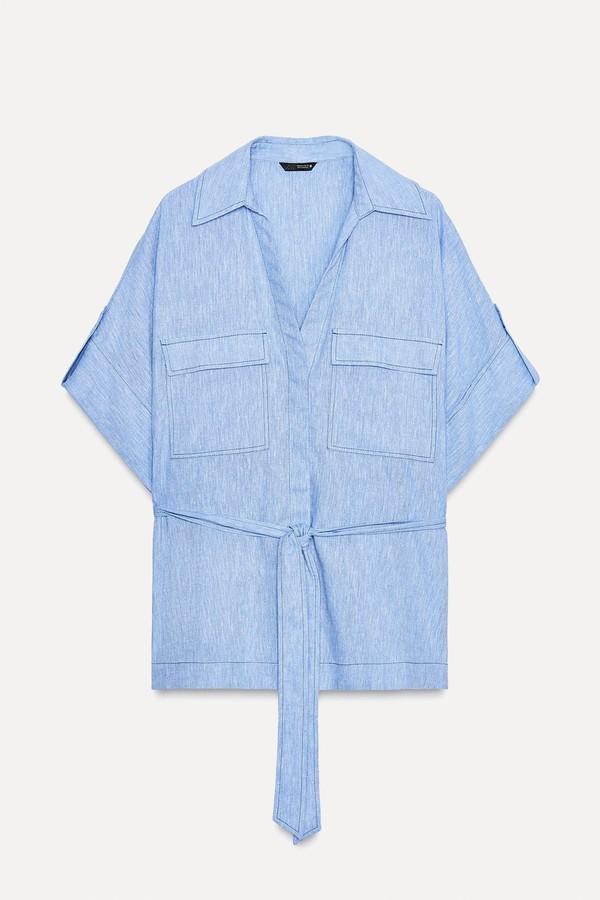 Linen Blend Safari Shirt from Zara