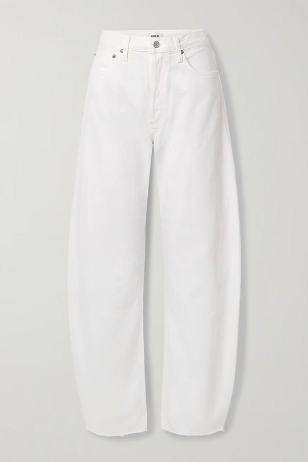 Luna Frayed High-Rise Barrel-Leg Jeans from Agolde