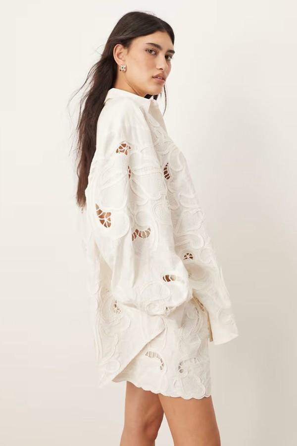 Embroidered Cutwork Shirt Co-Ord from Arrange