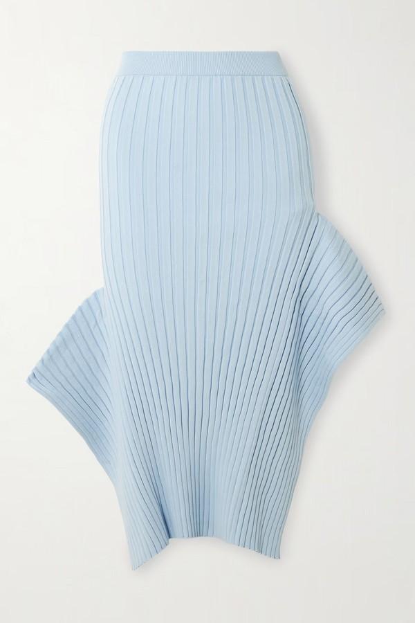 Asymmetric Ribbed Organic Cotton Midi Skirt from Stella McCartney