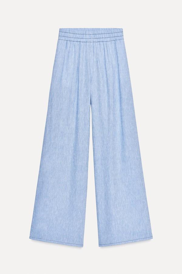 Linen Blend Wide-Leg Trousers from Zara