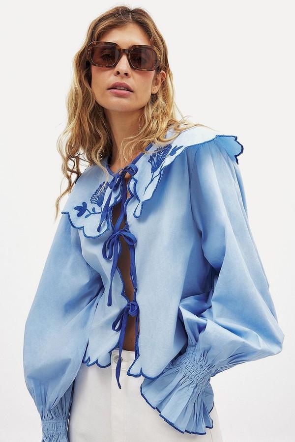 Embroidery Detail Big Collar Blouse from NA-KD