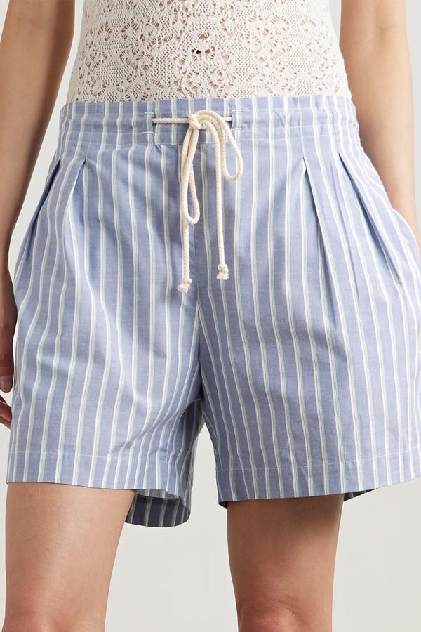Pleated Striped Organic Cotton Shorts from Maria McManus