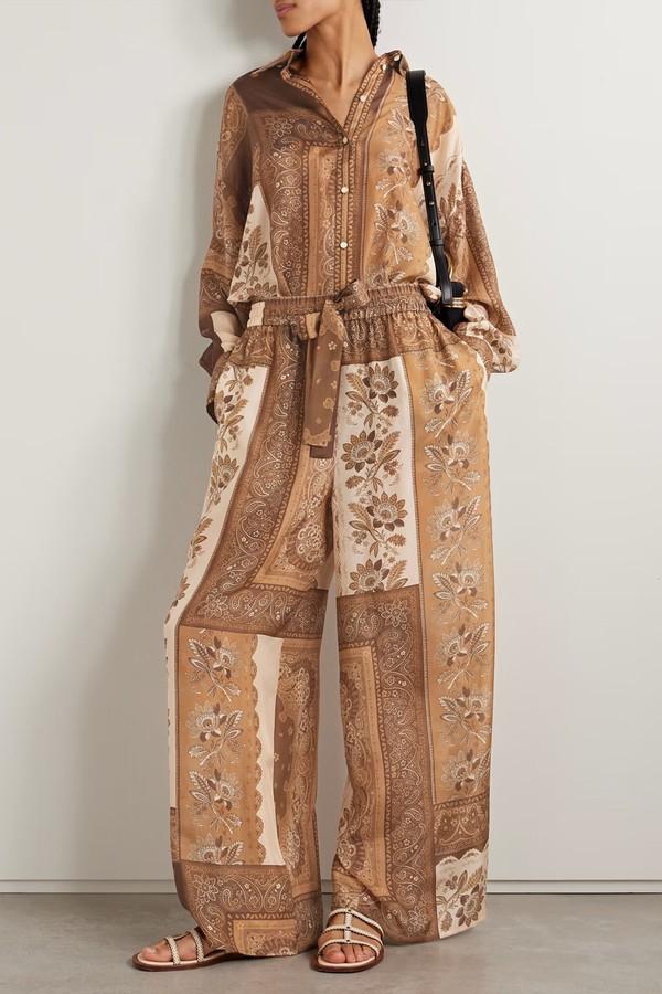 Lucky Printed Silk Wide-Leg Pants from Zimmermann