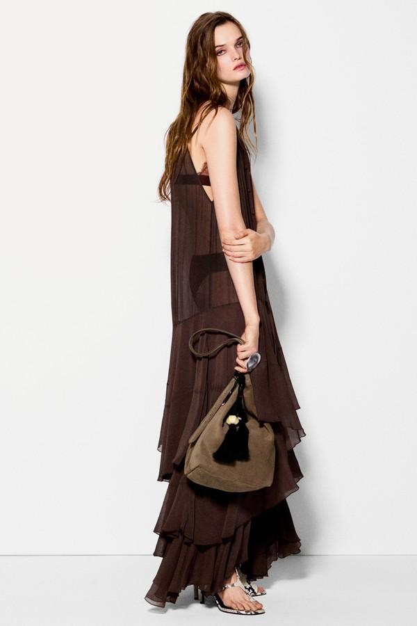 Split Suede Leather Bucket Bag from Massimo Dutti
