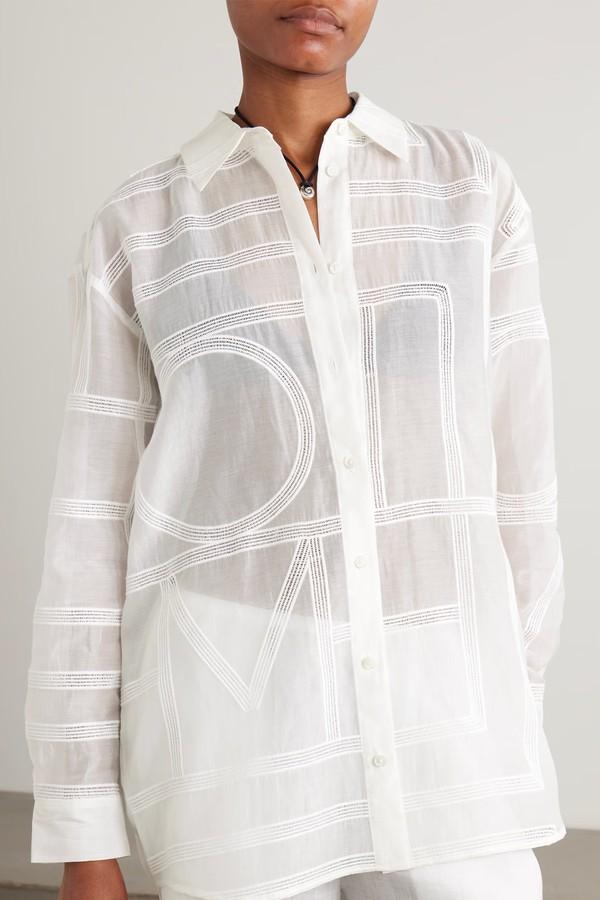 Embroidered Organic Cotton & Silk-Blend Voile Shirt from Toteme