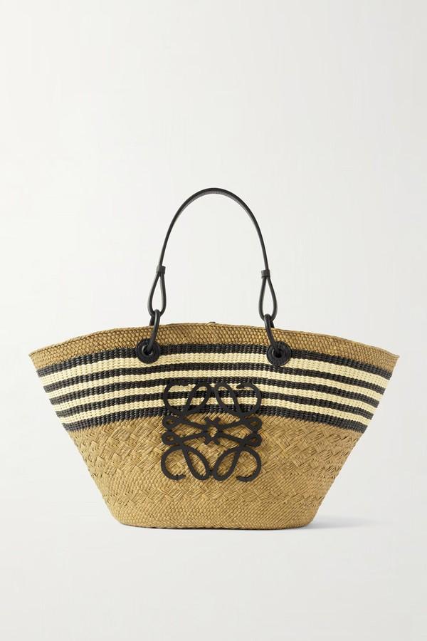 Anagram Basket Medium Striped Raffia Tote from Loewe X Paula's Ibiza