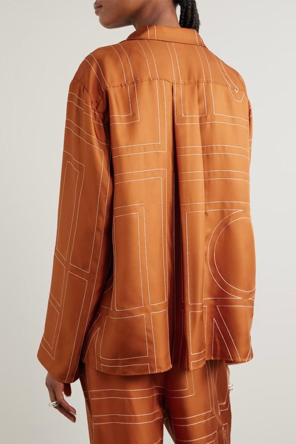 Embroidered Silk-Twill Shirt from Toteme