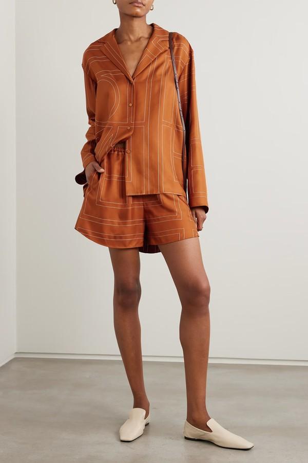 Embroidered Silk-Twill Shorts from Toteme