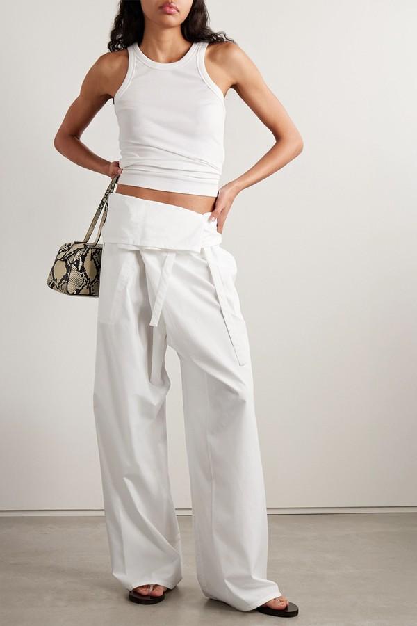 Fisherman Tie-Front Cotton Wide-Leg Pants from WARDROBE.NYC 