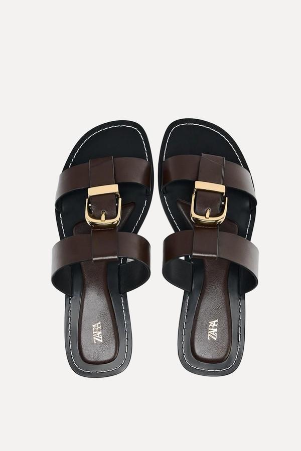Double Strap SandalS With Buckle