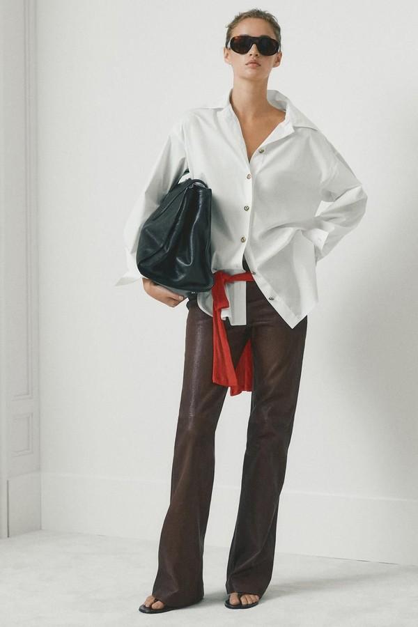 Nappa Leather Bell Bottom Trousers