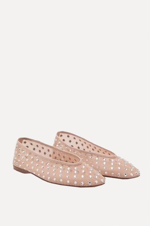 Mesh Rhinestone Ballet Flats from Mango