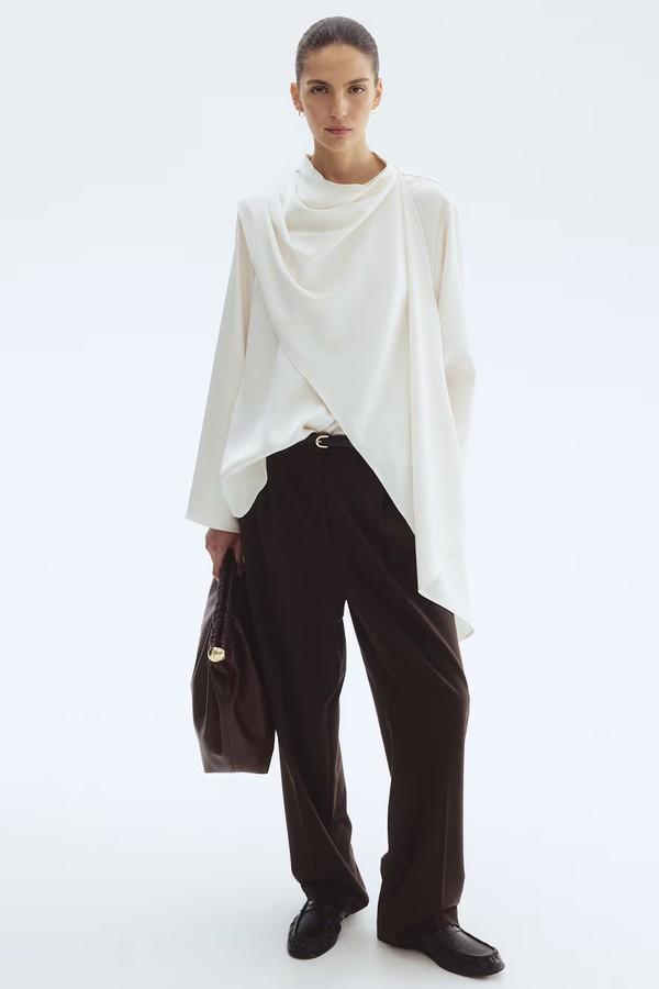 Shawl-Detail Satin Blouse from H&M