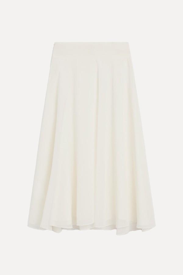 Midi Skirt With Yoke & Flounce