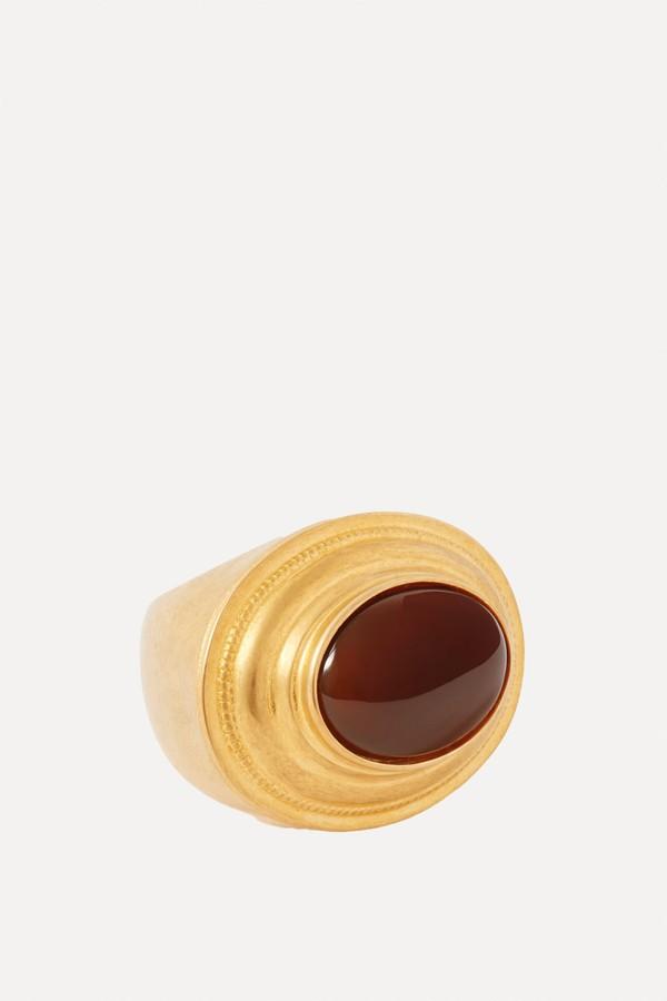 Gold-Tone Agate Ring from Saint Laurent